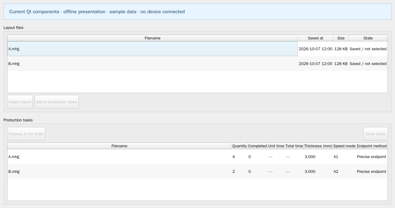 Actual mCAD UI / offline production components