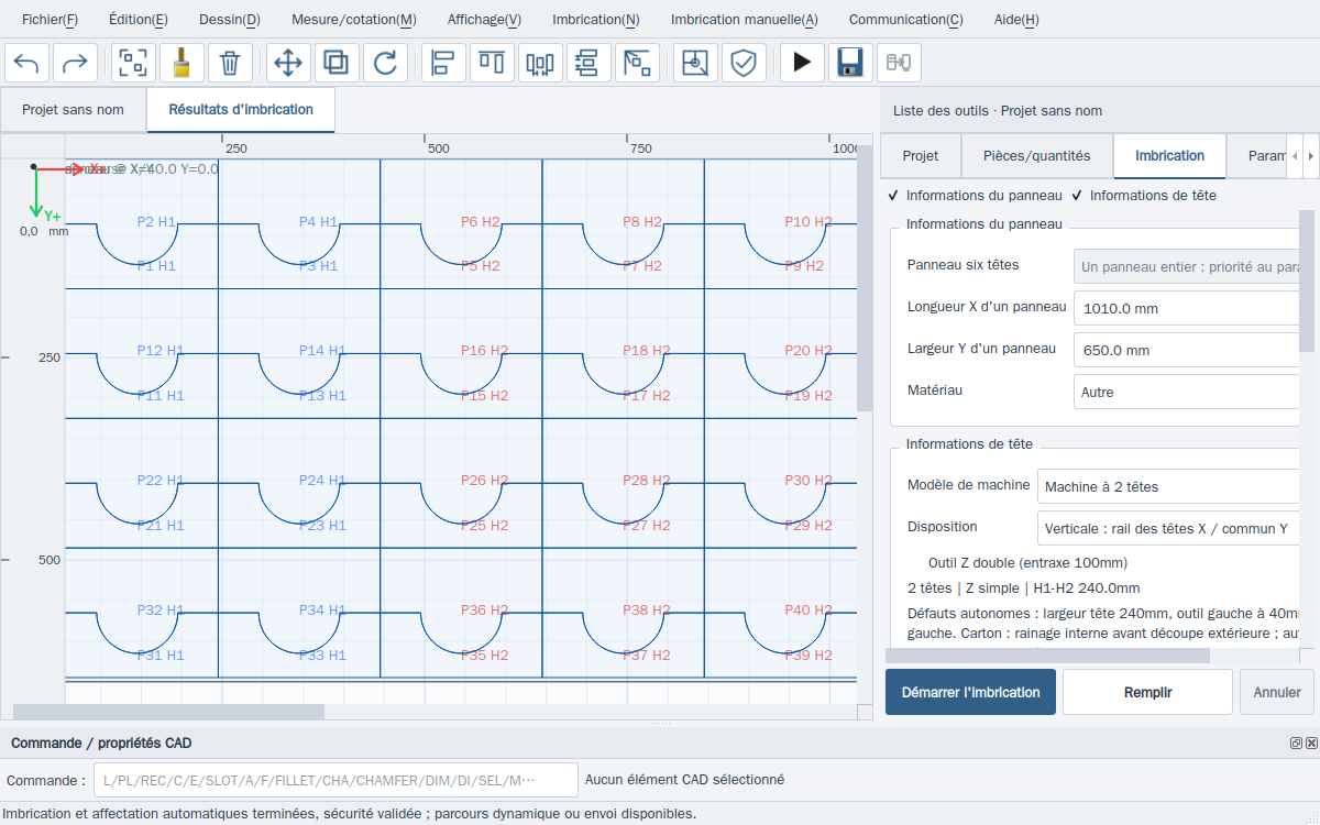 Combinaisons apprises · Interface mCAD réelle / composants de production hors ligne
