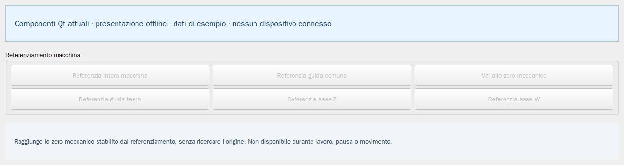 Comandi del riferimento meccanico